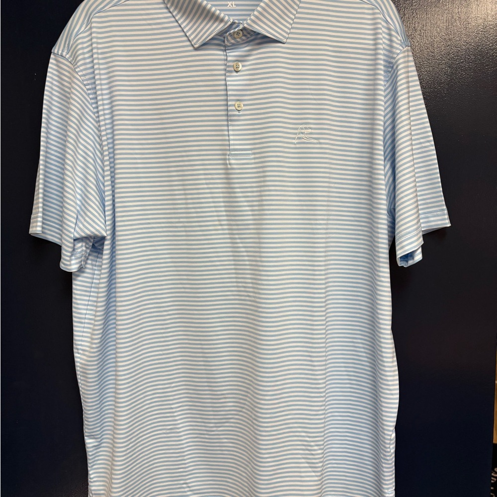 Rhoback Light Blue and White Striped Polo